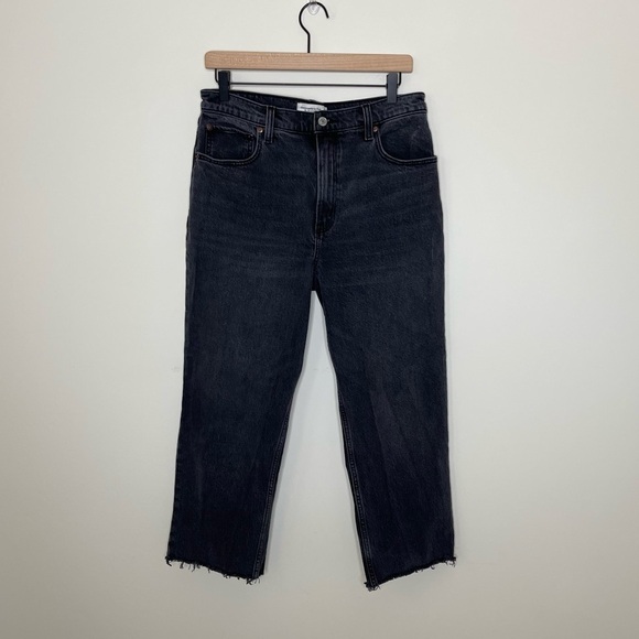 Abercrombie & Fitch Ultra High Rise Ankle Straight Jeans raw edge preppy - Picture 2 of 11